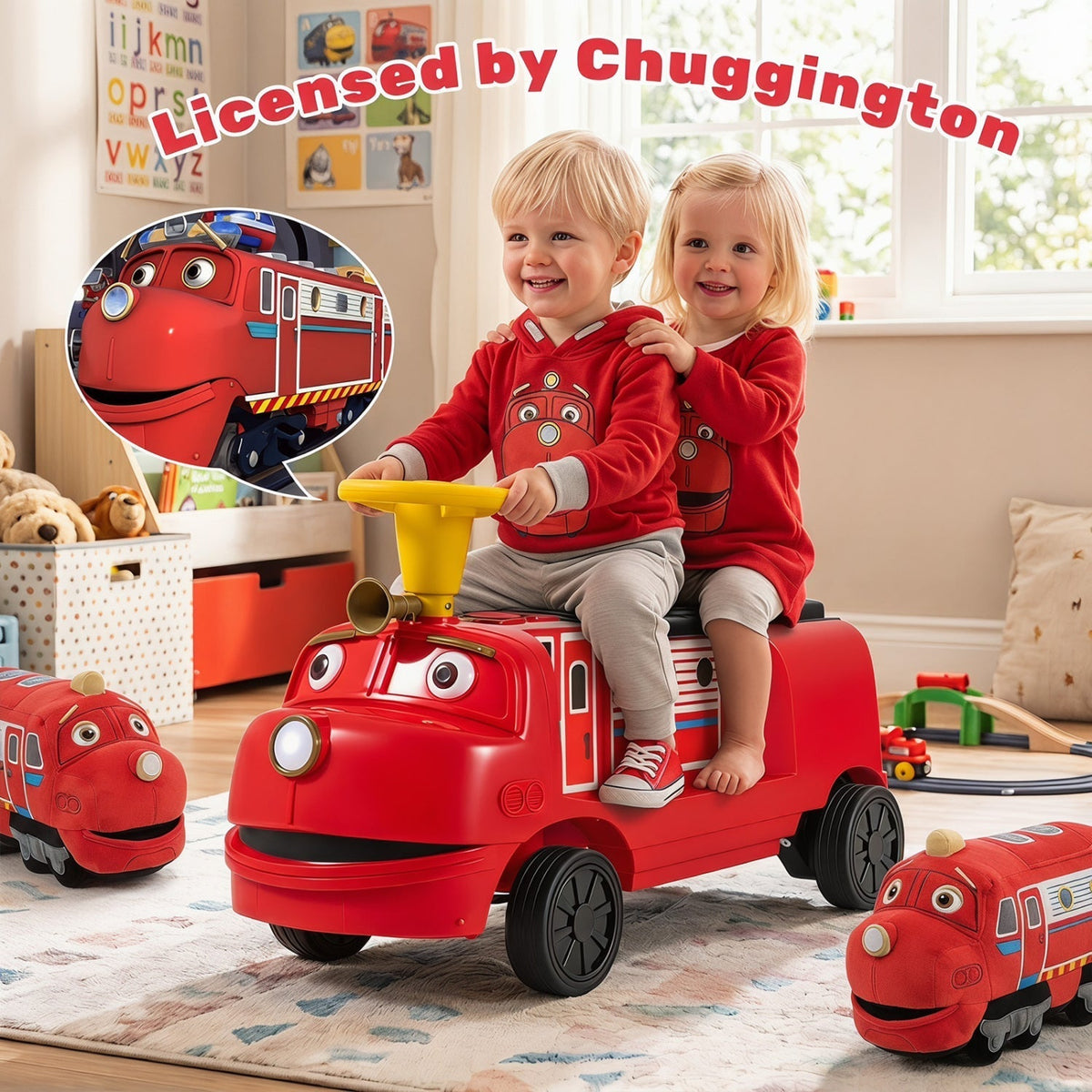Licensed Chuggington 12V ride-on train with adjustable seat and music, GBruno Store, view 7