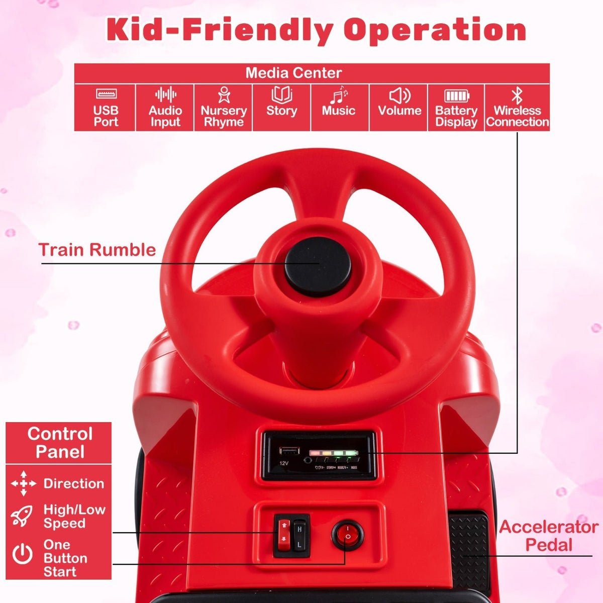 Licensed Chuggington 12V ride-on train with adjustable seat and music, GBruno Store, view 8