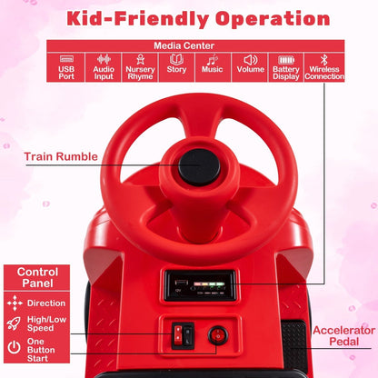 12V kids ride-on train with adjustable seat and storage, GBruno Store, view 8
