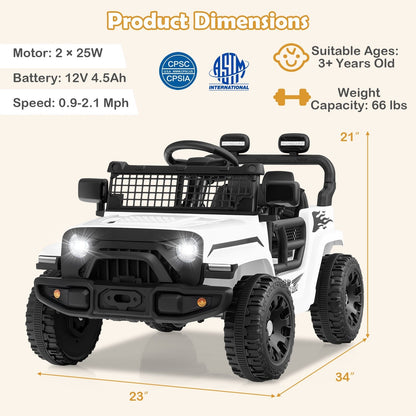 12V Kids Ride on Truck Car Battery Powered Electric VehicleTorqelo.com