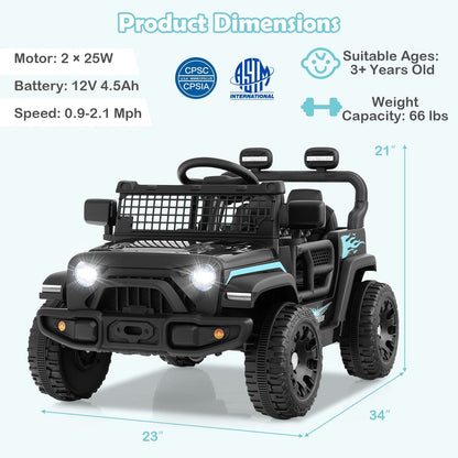 12V Kids Ride on Truck Car Battery Powered Electric VehicleTorqelo.com