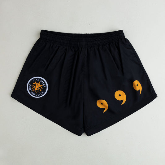 Nine Tales FC women's athletic shorts with sublimated design
