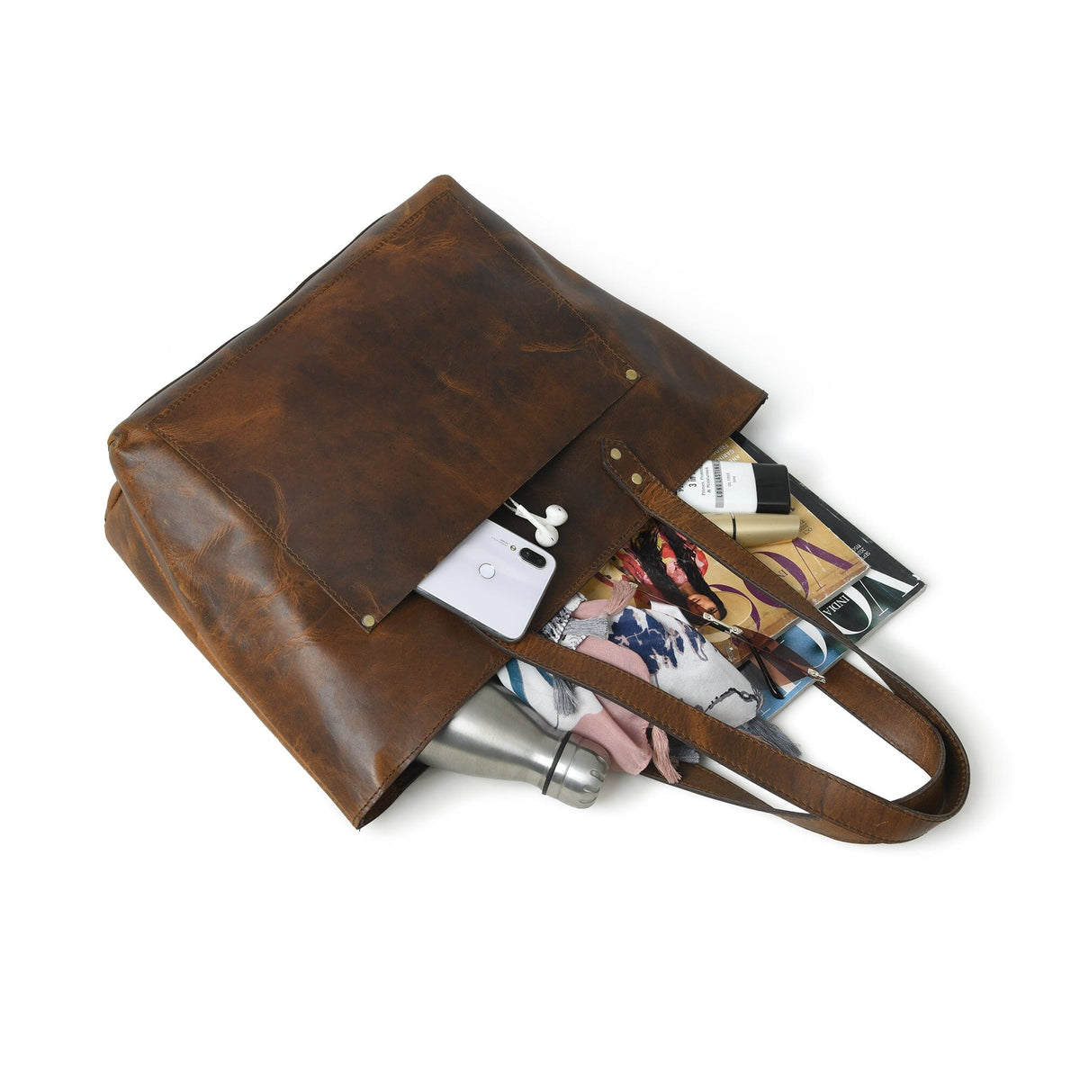 Essential Work Tote - Brown by Classy Leather Bags