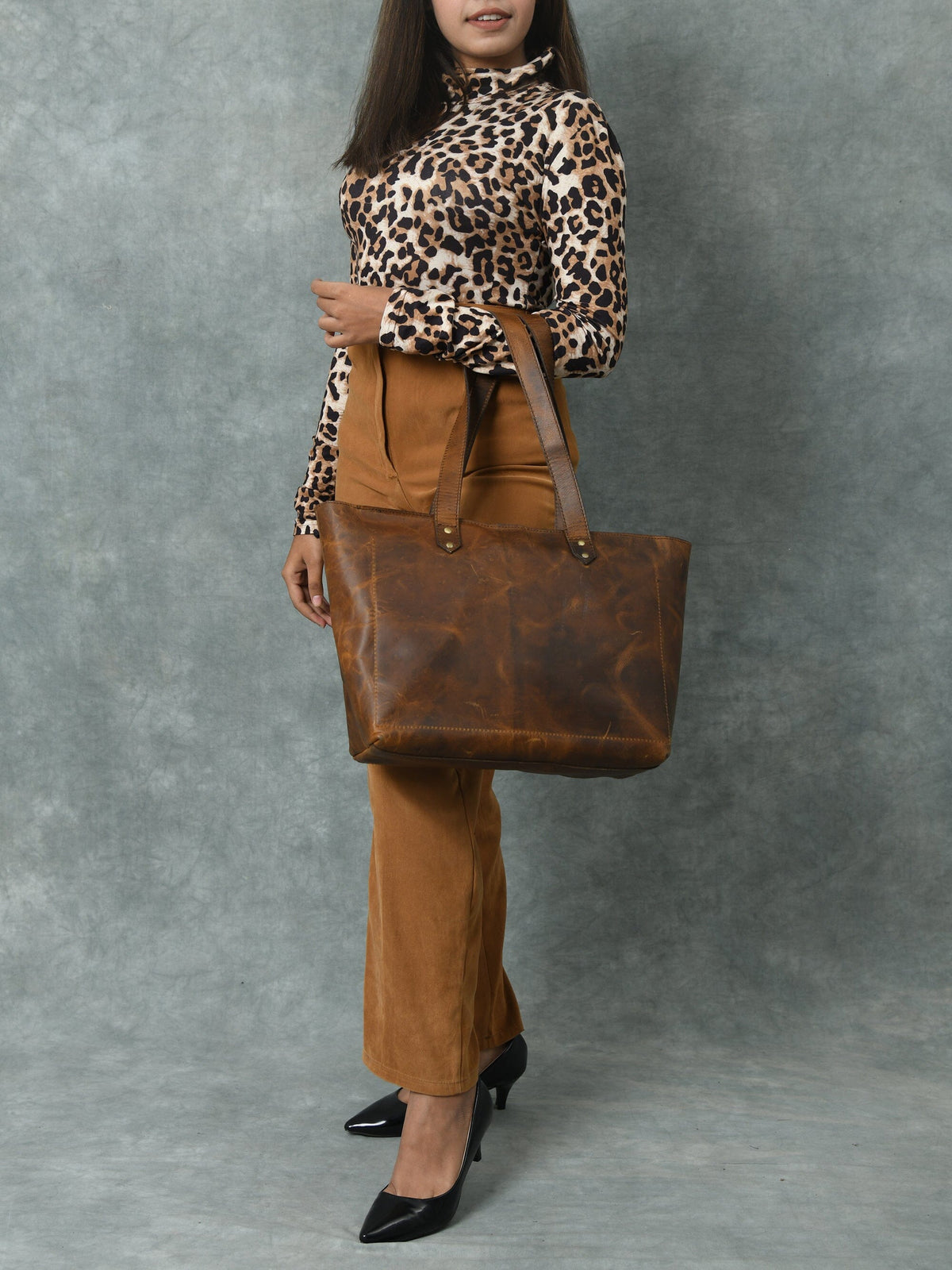 Essential Work Tote - Brown by Classy Leather Bags