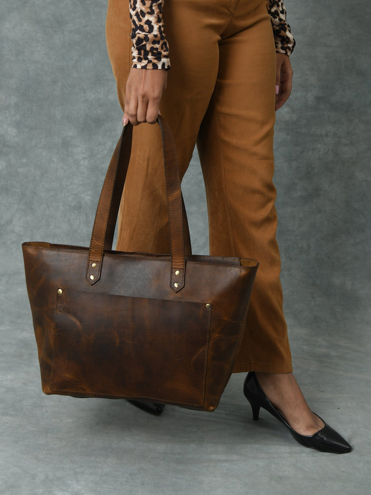 Essential Work Tote - Brown by Classy Leather Bags