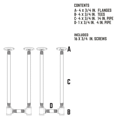 PIPE DECOR 3/4 in. U-shaped pipe bench leg kit, view 10