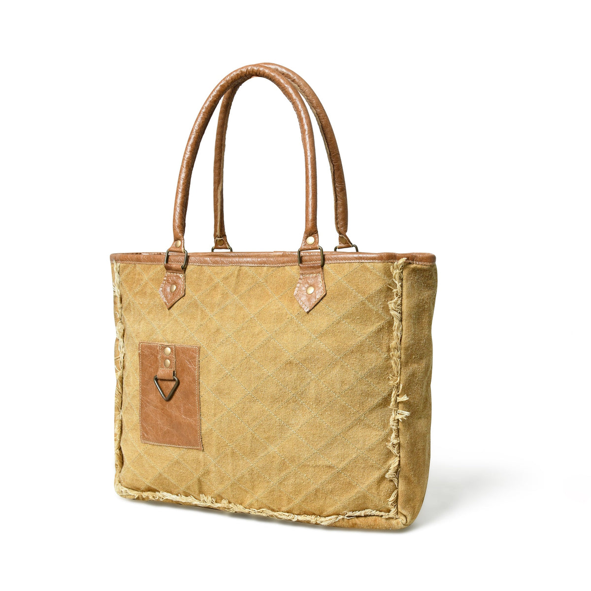 Beige Boho Chic Canvas Bag by Classy Leather Bags
