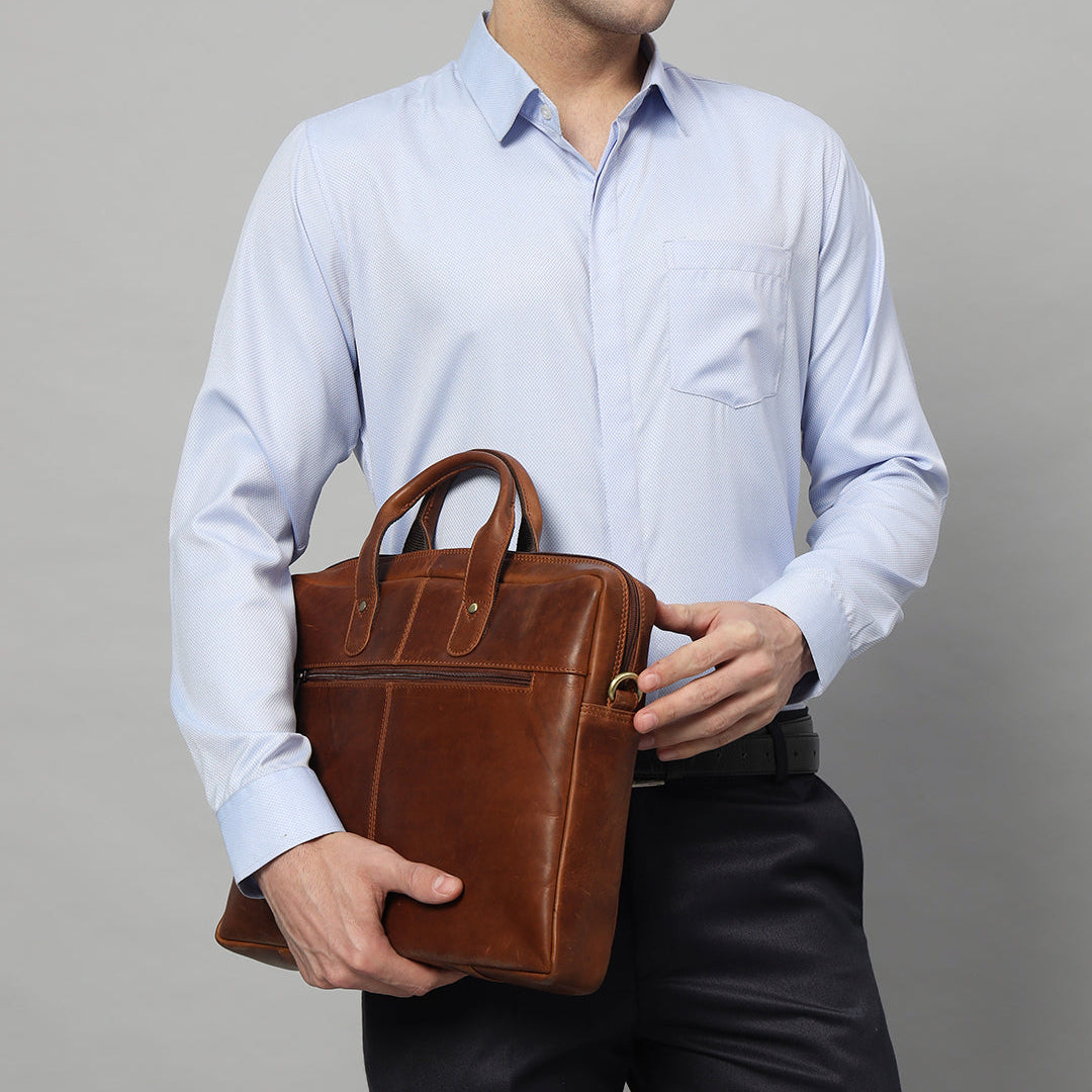 Denver Slim Laptop Briefcase by Classy Leather Bags