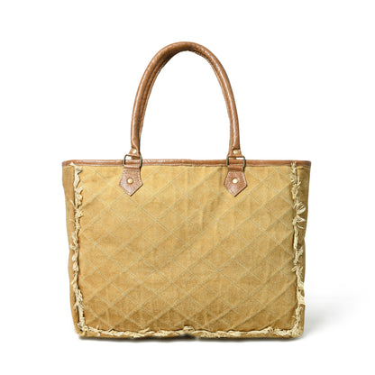 Beige Boho Chic Canvas Bag by Classy Leather Bags