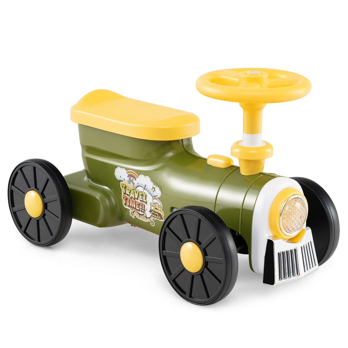 Ride on Toy with Steering Wheel and Train Whistle Sound Button by GBruno Store