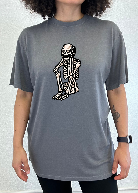 Sad Skeleton Halloween unisex short sleeve graphic T-shirt in bamboo viscose and organic cotton
