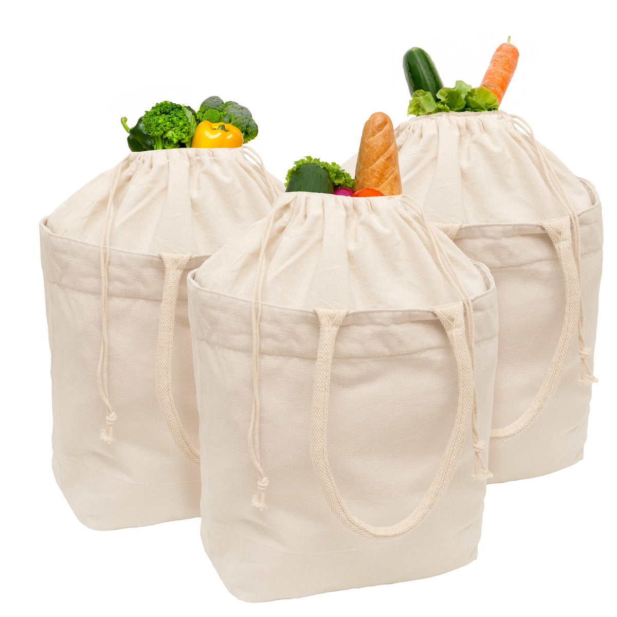 Canvas Grocery Tote with Drawstring by Organic Cotton Mart
