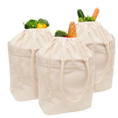 Canvas Grocery Tote with Drawstring by Organic Cotton Mart