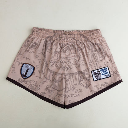 Survey Corps women's athletic shorts with sublimated design