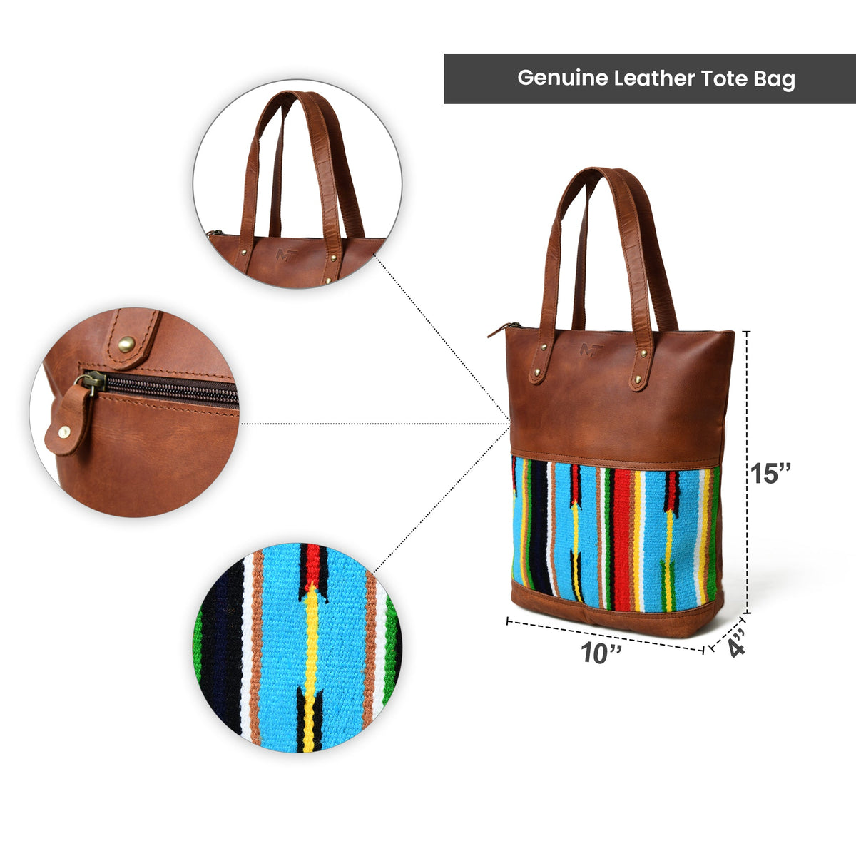 Multicoloured Leather Tote Bag by Classy Leather Bags