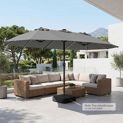 Patio Umbrella 15.5ft with Solar LED Lights and Crank by DirectDeals
