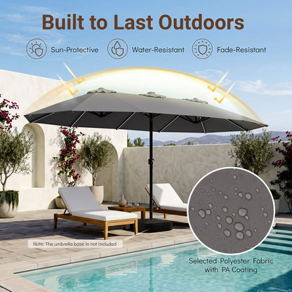 Patio Umbrella 15.5ft with Solar LED Lights and Crank by DirectDeals
