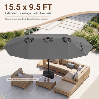 Patio Umbrella 15.5ft with Solar LED Lights and Crank by DirectDeals