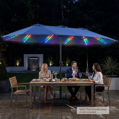 Patio Umbrella 15.5ft with Solar LED Lights and Crank by DirectDeals