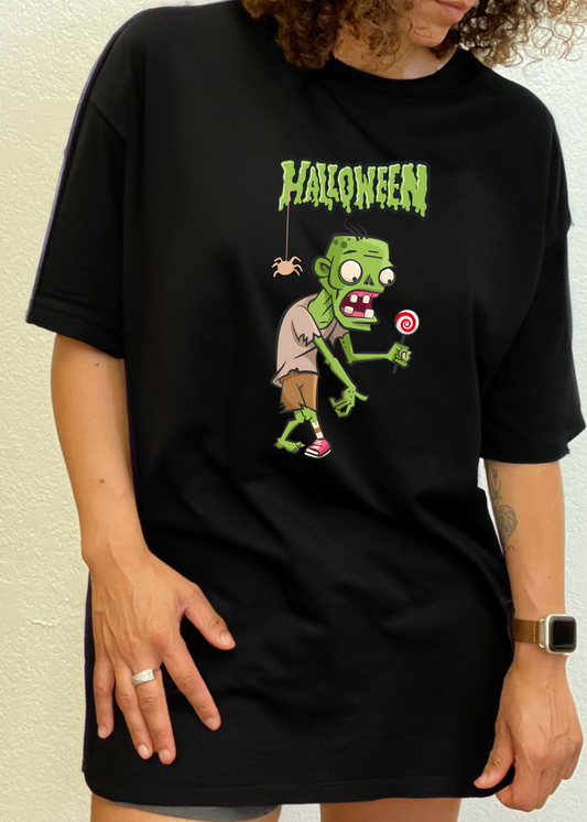 Halloween Green Monster unisex bamboo graphic T-shirt – view 2