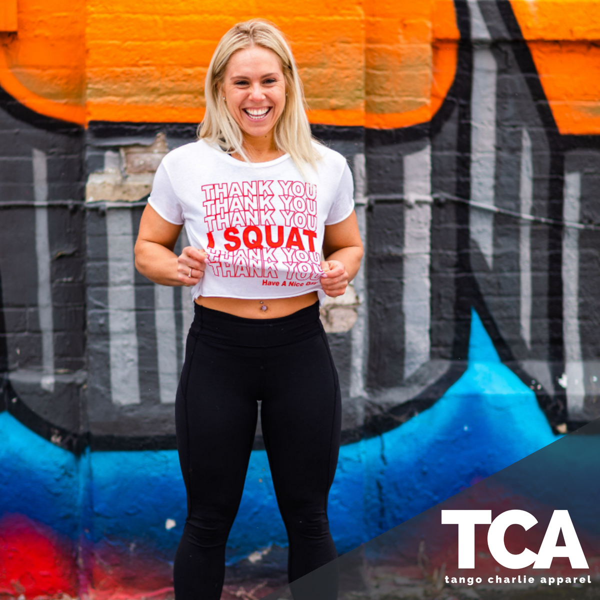 Thank you, I Squat - Crop Tee by Tango Charlie Apparel