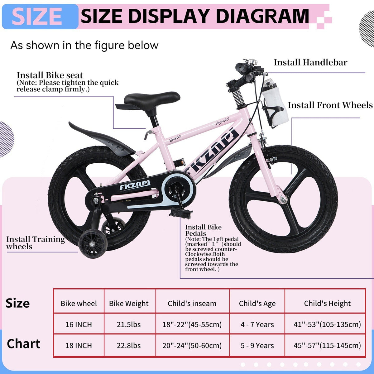 16-18 inch kids bike with training wheels and adjustable seat by GBruno Store, view 8