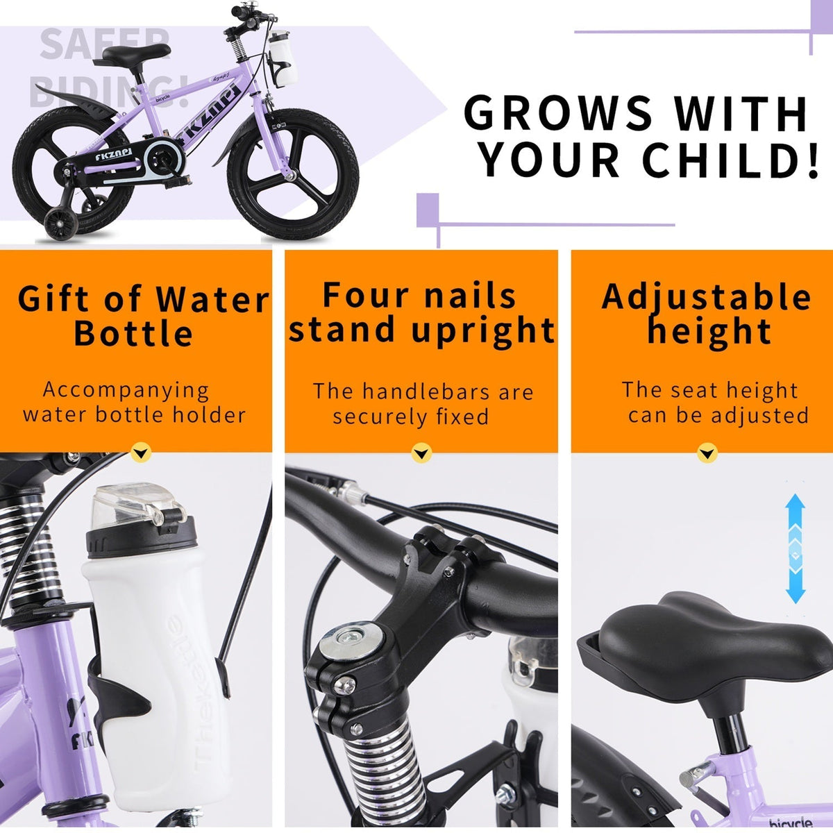 16-18 inch kids bike with training wheels and adjustable seat by GBruno Store, view 17