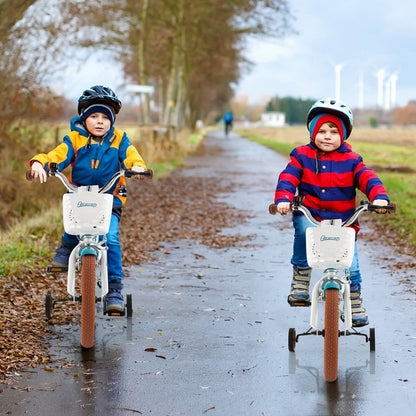 16 inch kids bike with training wheels, front handbrake and basket by GBruno Store