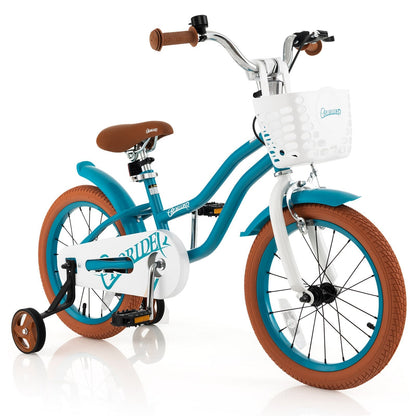 16 inch kids bike with training wheels, front handbrake and basket by GBruno Store, view 2
