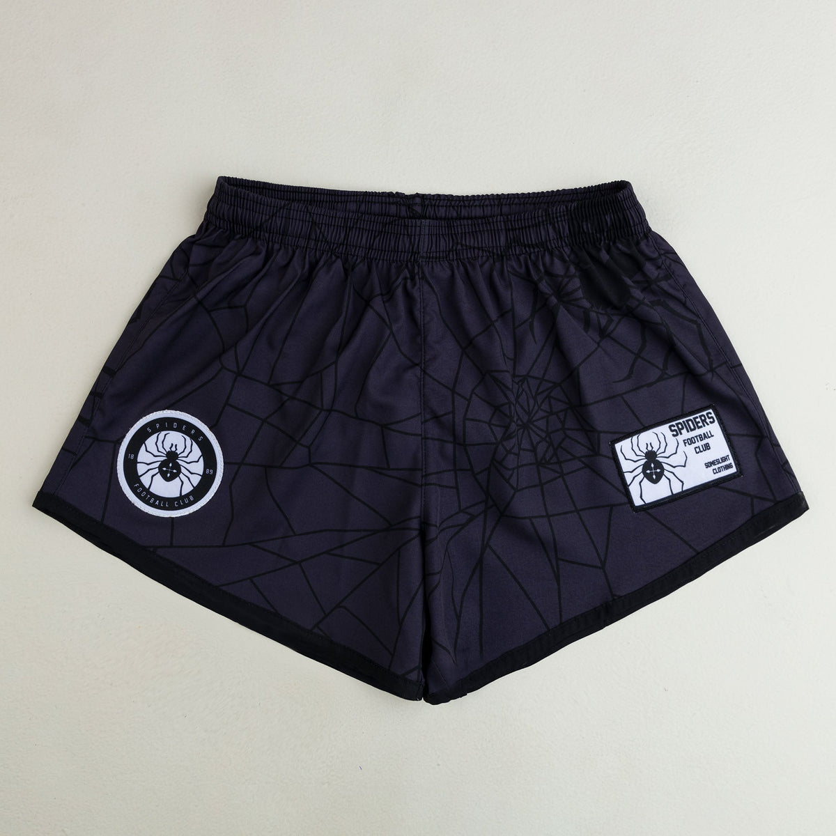 Spider Troops women's athletic shorts with sublimated design
