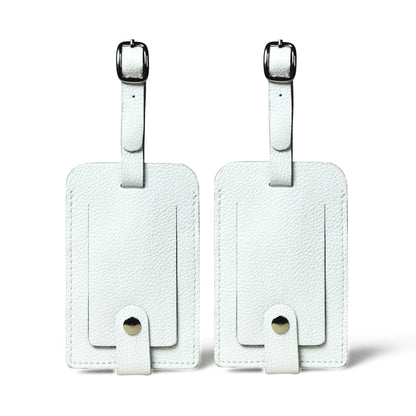 White Leather Luggage Tags Set by Classy Leather Bags