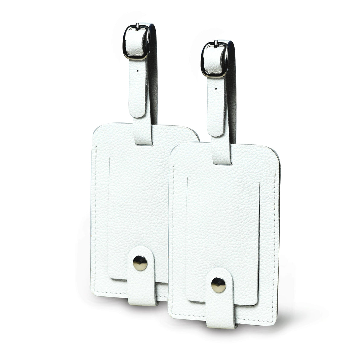 White Leather Luggage Tags Set by Classy Leather Bags