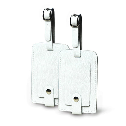 White Leather Luggage Tags Set by Classy Leather Bags