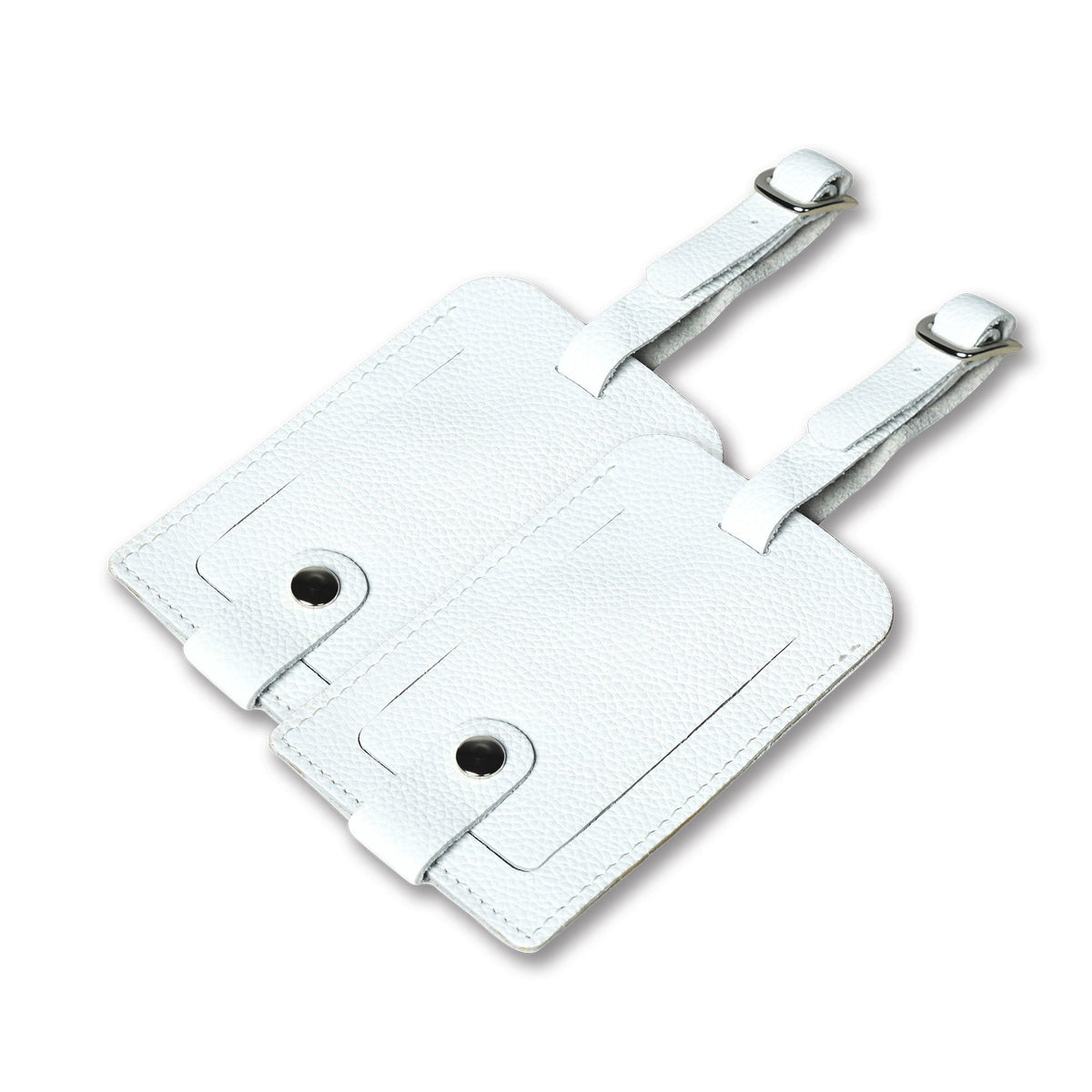 White Leather Luggage Tags Set by Classy Leather Bags
