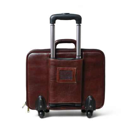 Wanderer Leather Trolly Suitcase Bag by Classy Leather Bags