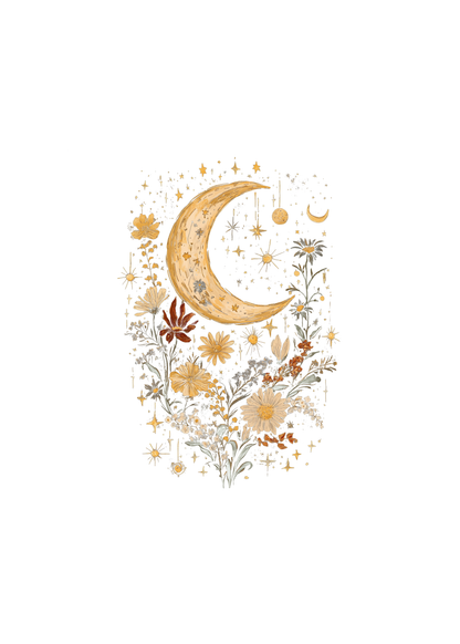 Celestial Moon Boho Flowers Vintage unisex bamboo graphic T-shirt – view 13