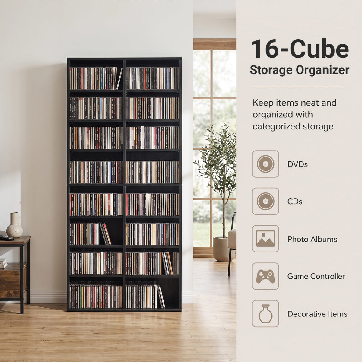16-compartment CD storage unit with adjustable shelves, 54 inch by DirectDeals, view 15