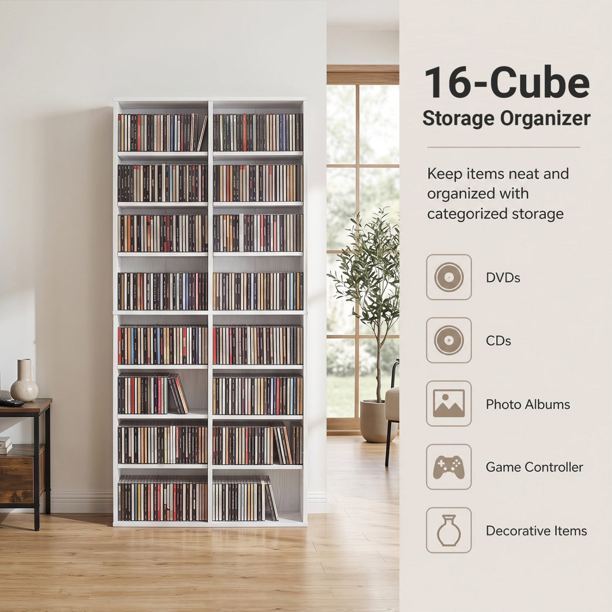 16-compartment CD storage unit with adjustable shelves, 54 inch by DirectDeals, view 7