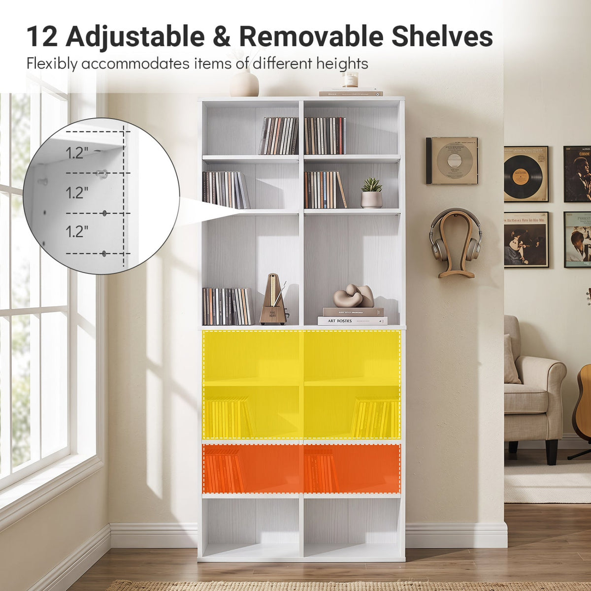 16-compartment CD storage unit with adjustable shelves, 54 inch by DirectDeals, view 8