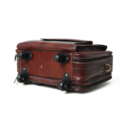 Wanderer Leather Trolly Suitcase Bag by Classy Leather Bags