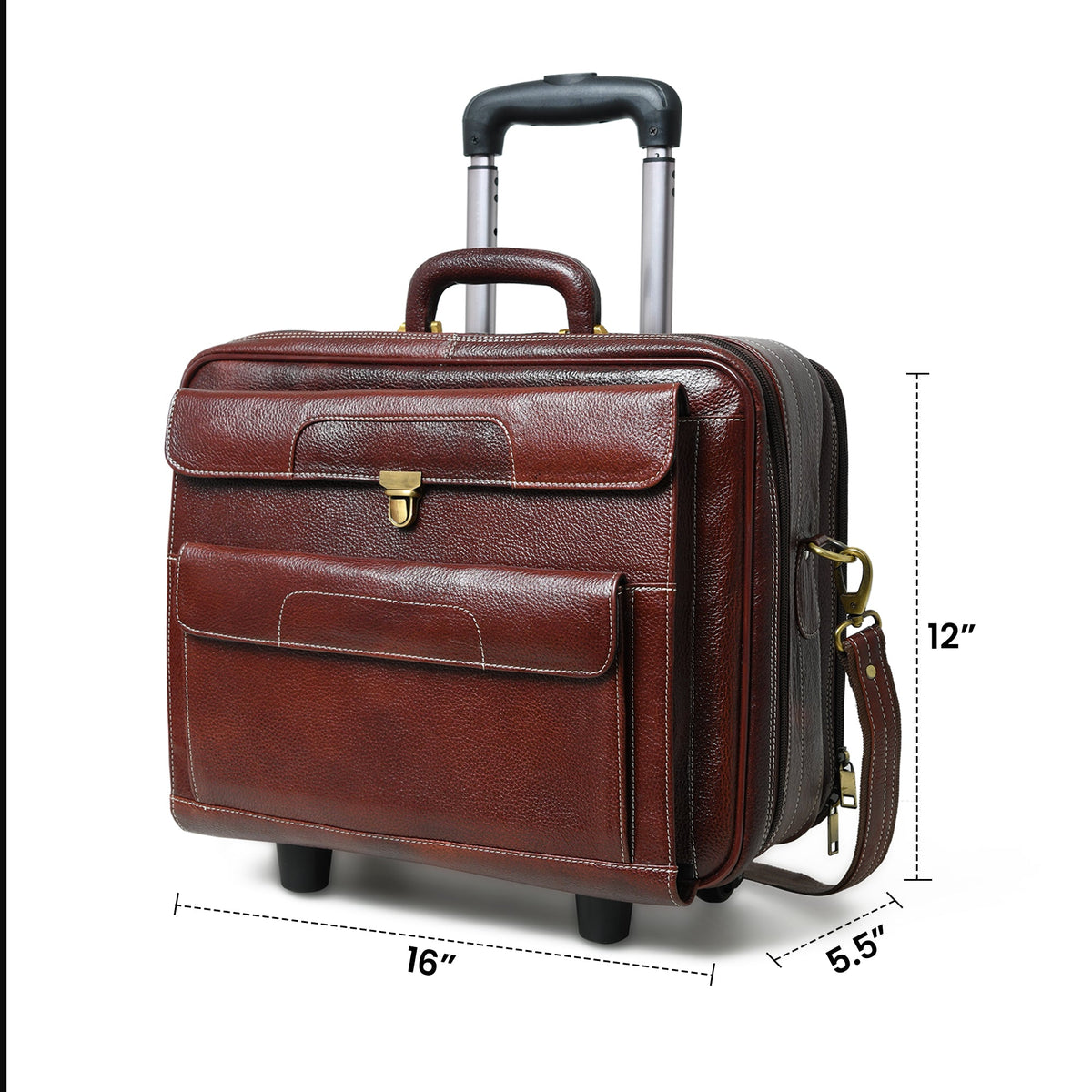 Wanderer Leather Trolly Suitcase Bag by Classy Leather Bags