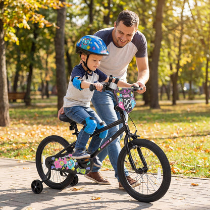 kids bike with monster graphics and training wheels by GBruno Store, view 2