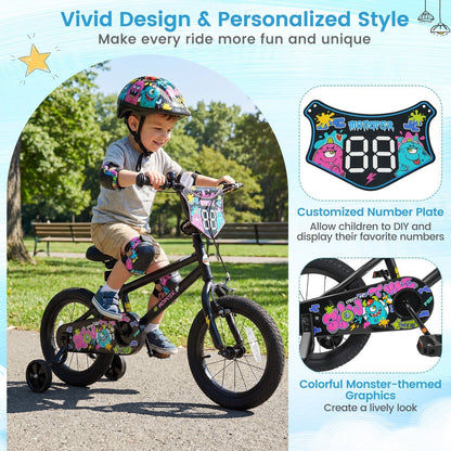 kids bike with monster graphics and training wheels by GBruno Store, view 23