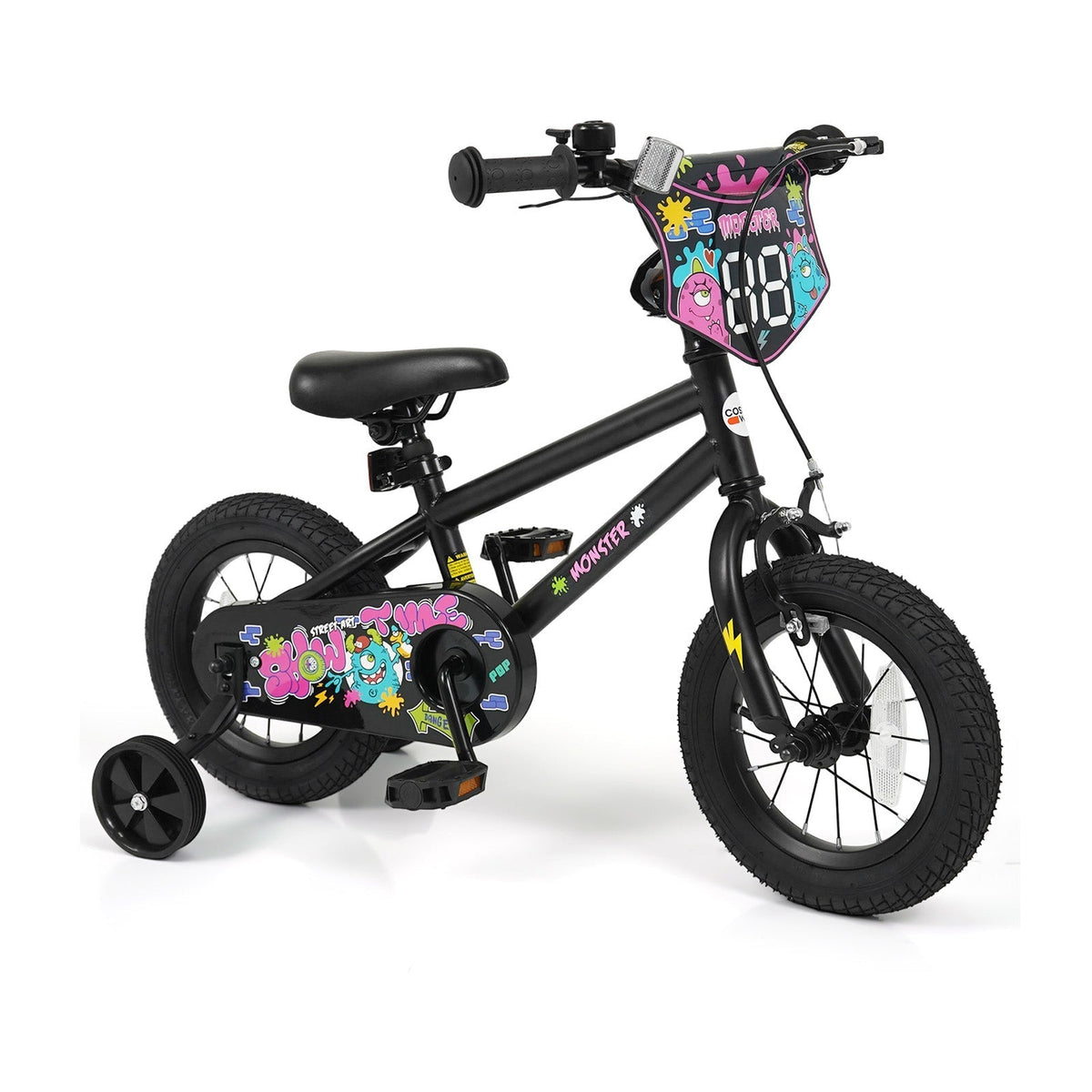 kids bike with monster graphics and training wheels by GBruno Store, view 11