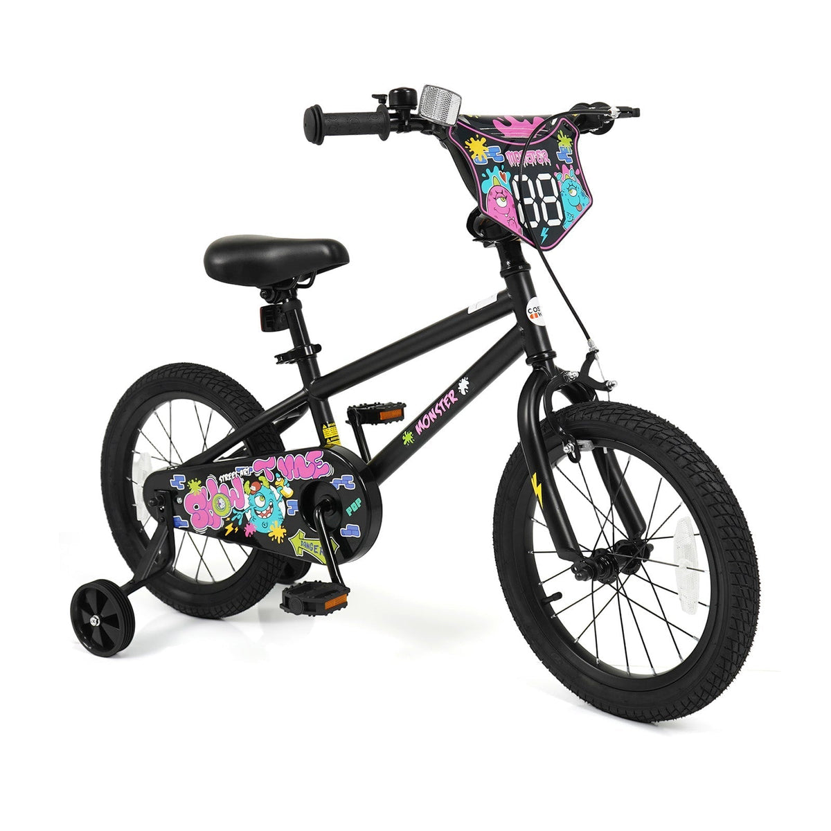 kids bike with monster graphics and training wheels by GBruno Store, view 27