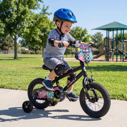 kids bike with monster graphics and training wheels by GBruno Store, view 9