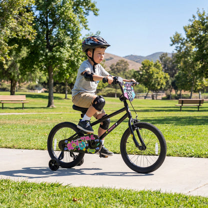 kids bike with monster graphics and training wheels by GBruno Store