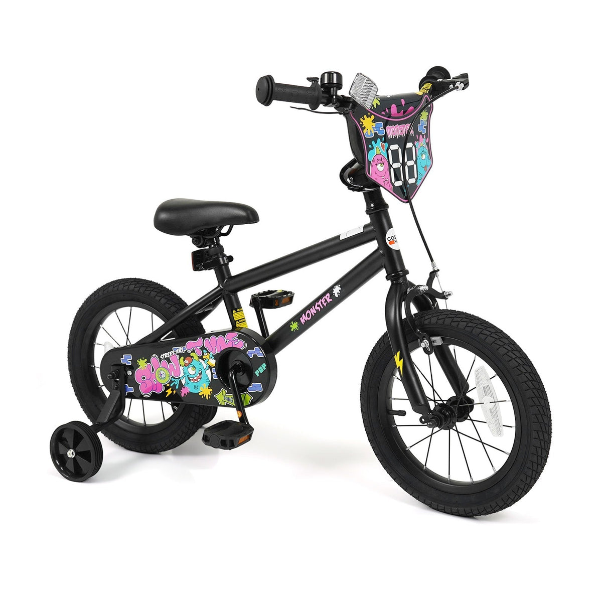 kids bike with monster graphics and training wheels by GBruno Store, view 19