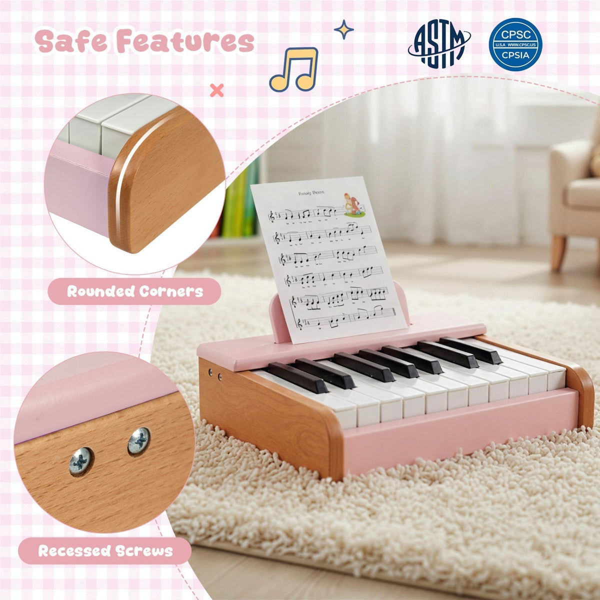 18-key wooden kids piano with music stand by GBruno Store, view 16