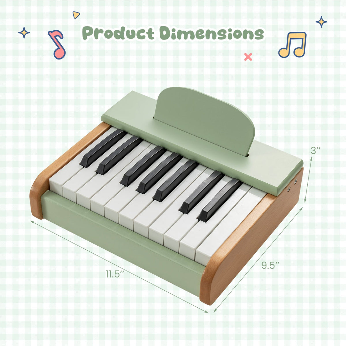 18-key wooden kids piano with music stand by GBruno Store, view 5